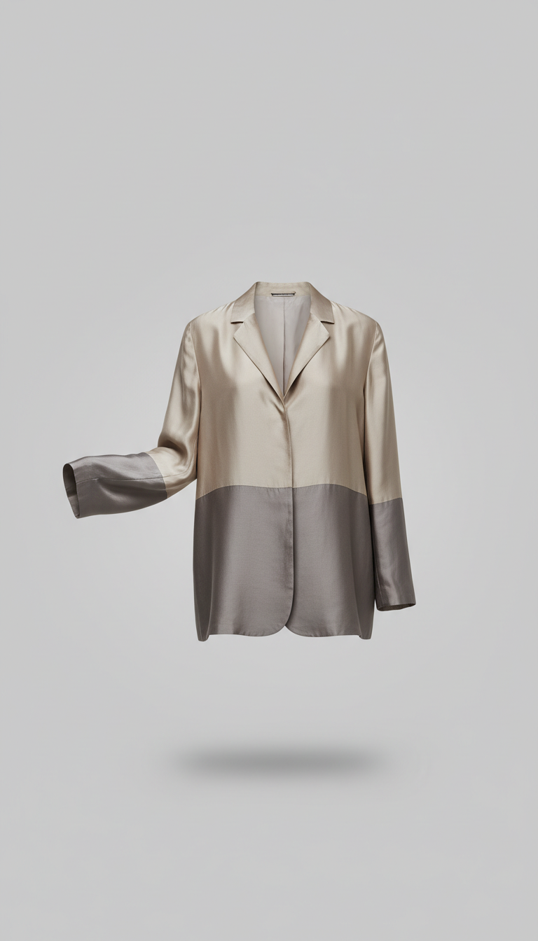 Silk Jacket with Minimalist Collar