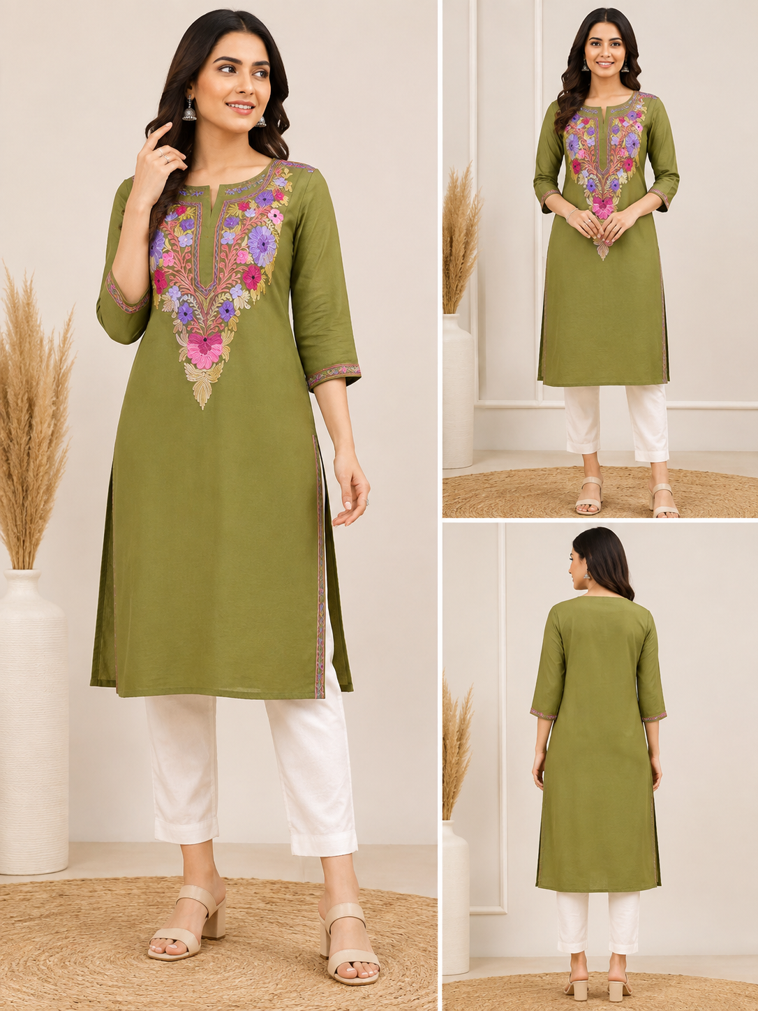 Green cotton kurti