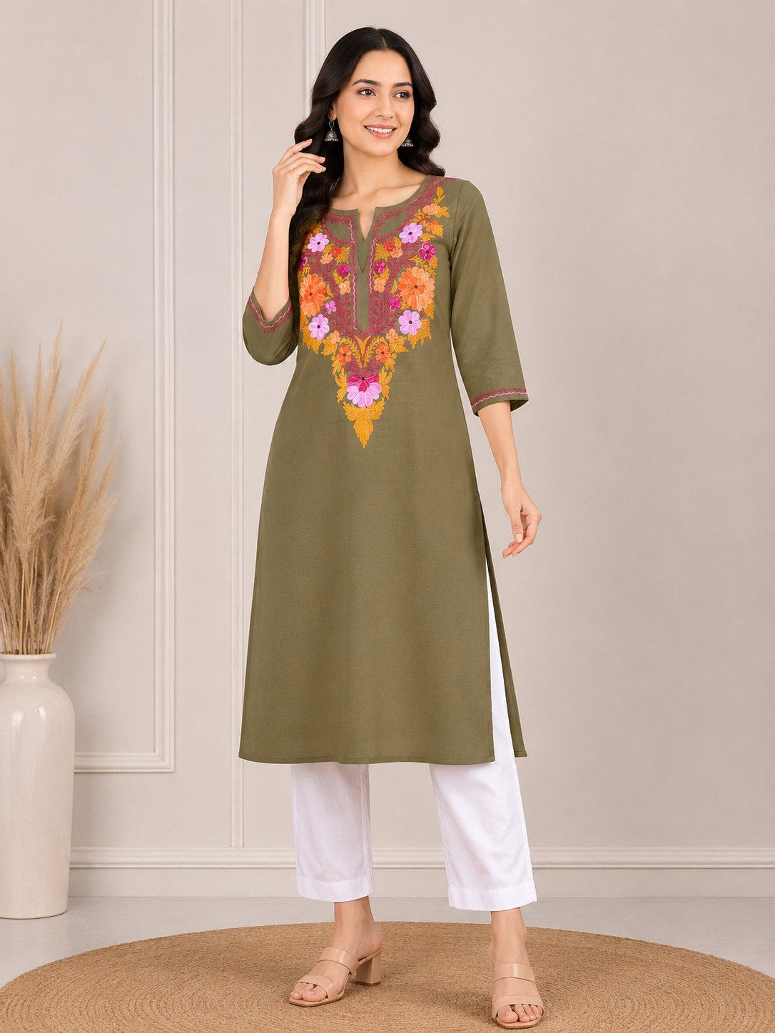 Green cotton kurti
