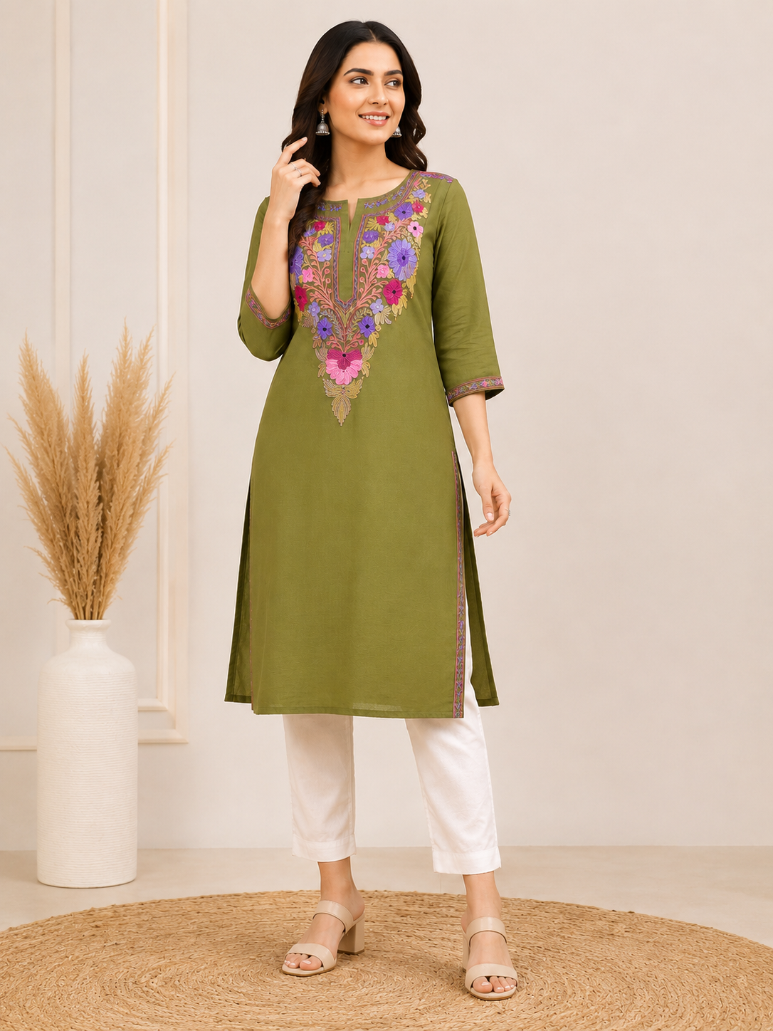 Green cotton kurti