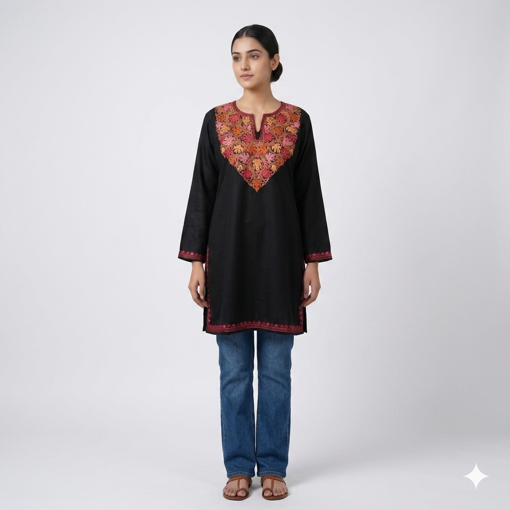 Kashmiri long cotton kurti